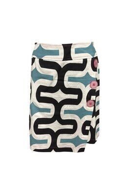 Beebop and Wally NYC XS Graphic Print Cotton Skirt Made In USA With Pink Button